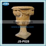 Yellow flowerpot with grape carving design