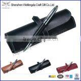 Fancy PU Leather Gift Pen Set Including Pen Pouch And Single Pen