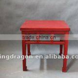 Chinese Antique Red Wooden Square Stool thumbnail-1