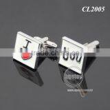 Wedding Date Souvenir Cufflinks Party Guests Gifts I LOVE YOU Red Heart Metal Wedding Cuff Links thumbnail-2
