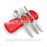 2015 New Product 3 Piece Stainless Steel Knife Fork, Spoon cutlery set/ Portable Travel / Camping Cutlery Set with Neoprene Case