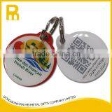 Round Printing stainless iron Qr code dog tag /pet ID tag with Epoxy