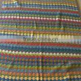 100%Wool Handmade Crochet Colorful Striped Home Blanket
