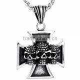 New Fashion Punk Style Biker Stainless Steel Skull Cross Medal Pendant thumbnail-2