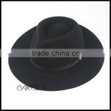 Unisex Wool Felt Hat With Black Ribbon Black Outdoor Trilby Hat for Wholesale