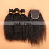 wholesale virgin indian hair kinky straight hair weave hair bundles with closure