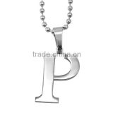 SRP1448 China Wholesale Fashion Letter P Necklace Alphabet P shaped Charm High Polished Stainless Steel Pendant