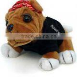 Imprinted stuffed plush bikers for babies bulldog promotional logo customized soft animal toys