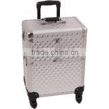 Silver Diamond Professional Aluminum Rolling Cosmetic Case Makeup 3-Tier Trolley thumbnail-1