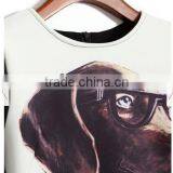 Black Glasses Dog Print Falbala Cotton Blend New Dress thumbnail-4