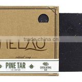 MELAO Pine Tar Soap - Mens Bar with Natural Woodsy Scent and Skin Scrub Exfoliation - Handmade with Pine, Hemp, Olive Oils
