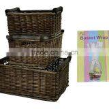 Antique Brown Wicker Willow Storage Christmas Hamper Display Kitchen Basket With Wooden Handles in Choice of Sizes & Deals thumbnail-1
