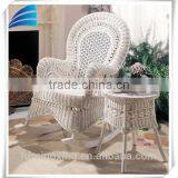 Outdoor Patio White PE Rattan Wicker Garden Rocking Chair Set thumbnail-1