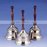 Silver plated brass hand bell with bronze handle