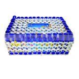 Elegant Silver & Blue Crystal Decorated Tissue Box for Home Hotel Office Car
