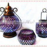 Flower Design Hanging Colored Mosaic Lantern thumbnail-2
