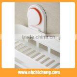 Plastic Wall Mounted Type Powerful Suction Bathroom Shelf Solid Color Single Tier Bathroom Corner Shelves thumbnail-4