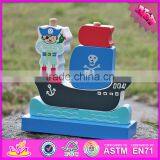 2017 New Design Pirate Boat Shape Wooden Stacking Toys for 1 Year Old W13D134 thumbnail-3