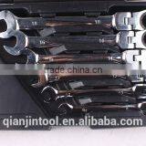 QJT- S12 Useful CR-V Combination Ratchet Wrenches Set Adjustable Ratchet Ring Spanner Set thumbnail-2