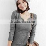 Silk/cashmere blended women pullover sweater