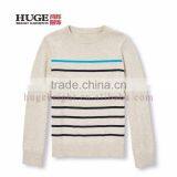 Round Neck Long Sleeve Stripe 100% Cotton Knitted Children Sweater thumbnail-1