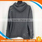 Men Latest Designs Cotton French Terry Blank Hoodies With Many Holes thumbnail-5