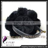 CX-H-08 High Quality Black Genuine Rabbit Fur Hand Bag Fur Pom Pom thumbnail-2