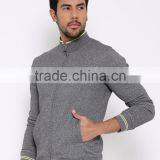 Grey Sweatshirt With Grindle Effect For Man Mock Collar Full Concealed Zip Closure Sweater Brushed Fleece Lining thumbnail-3