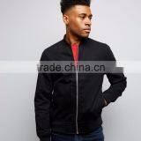 Sports Clothes Black Cotton Bomber Jacket Side Pockets With Lining Sport Jacket Teaming With A Red Tee thumbnail-6