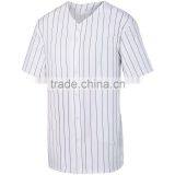 Youth Pinstripe Full Button Baseball Jersey Custom Pad Print Label Tee 100% Polyester Smooth Pinstripe Knit Shirt thumbnail-2