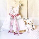 White Dress Girls Frocks Ruffle Sleeve High Waist Ribbon Summer Children Clothes thumbnail-4