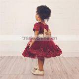 Girls Short Sleeved Wedding Dress Big Bow Dress Lace Wedding Dress Bridal thumbnail-6