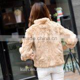 Elegant Womens Winter Real Rabbit Fur Overcoat Genuine Rex Rabbit Fur Hooded Coat Graceful Solid Rex Rabbit Parka thumbnail-5