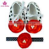 Wholesale Cute Baby Flower Pearl Shoes Newborn Antiskid Safety Baby Shoes Cheap Kids Shoes With Headband Sets LBB20151218-3 thumbnail-1