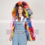 Myfur Pink Shell Fashion Lady Parka Jacket With Real Fur Lining Fox Body Fur Hood thumbnail-2