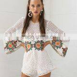 Runwaylover 5425 Ladies Hot Sale Ladies Backless Mesh Embroider Playsuit thumbnail-2