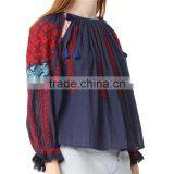 2017 OEM Common Dense Enbroidery Saree Blouse With Tasseled Ties thumbnail-3