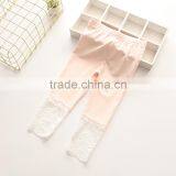 Wholesale Summer Cotton Kids Girls Leggings Tights w/ Lace Plain Color Children Pants thumbnail-5