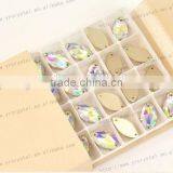 Sew On Glass AB Color 2 Holes Crystal Rhinestone Silver Flatback Sew on thumbnail-2