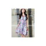 Sleeveless Print Chiffon Halter Women Dress thumbnail-2