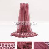 New Fashion Custom Classic Plain Dyed Linon Viscose Thin Lace Flower Trim Ribbon Hijab Scarf thumbnail-3