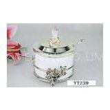 Silver Coffee Tea Pot Accessories Sugar Bowl Zinc Material With Spoon