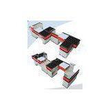 Professional Gray Grocery Store Checkout Counter With Stainless Steel Bar