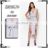 Sexy Dress for Women Fashion Design Lady High Slipt V-neck Bodycon Dress thumbnail-1