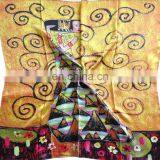 Women Fashion Satin Silk Plaid Square Scarf thumbnail-1