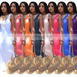 Customized Wholesales Women Fashion Loose Dresses Ladies Solid Color Sleeveless Long Dresses Summer Casual Dresses thumbnail-1