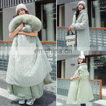Women's Large Fur Collar Cotton-padded Jacket Women's Long Section Winter New Style Fashionable Over-the-knee One-coat Parkas thumbnail-2