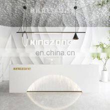 Commercial Office Furniture Factory Direct Luxury White Counter Front Desk Reception Table For Beauty Salon thumbnail-2