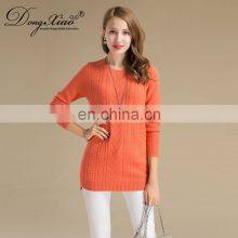 Mid-Age Women's 100% Cashmere Long Sweater Winter O-Neck Chinese Style Anti-Wrinkle Anti-Shrink Solid OEM Service Available thumbnail-5
