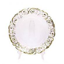 Hot Sale Luxury 13 Inch Gold Rim Clear Plastic Wedding Dinner Decoration Round Server Charger Plate thumbnail-1